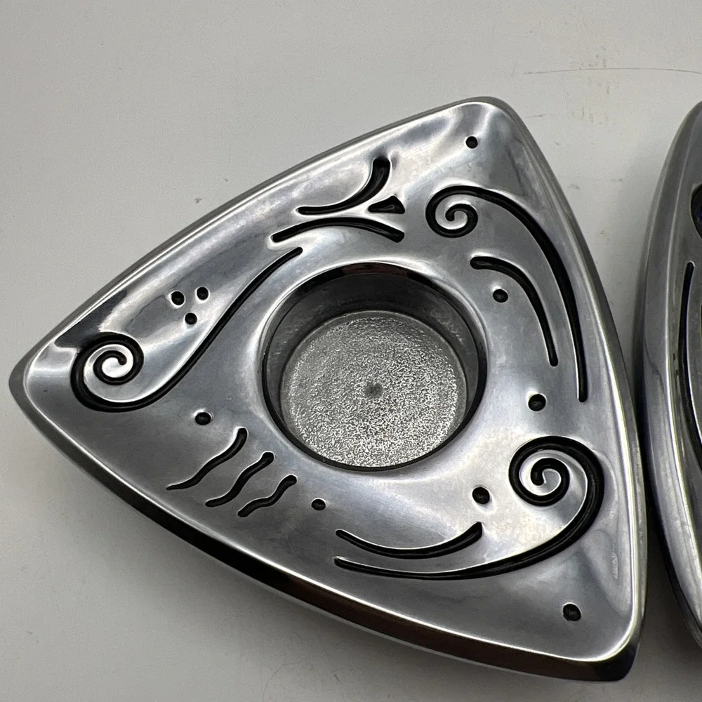 Lenox Candle Holders Votive Tealight Silver Triangle Decor 5.4